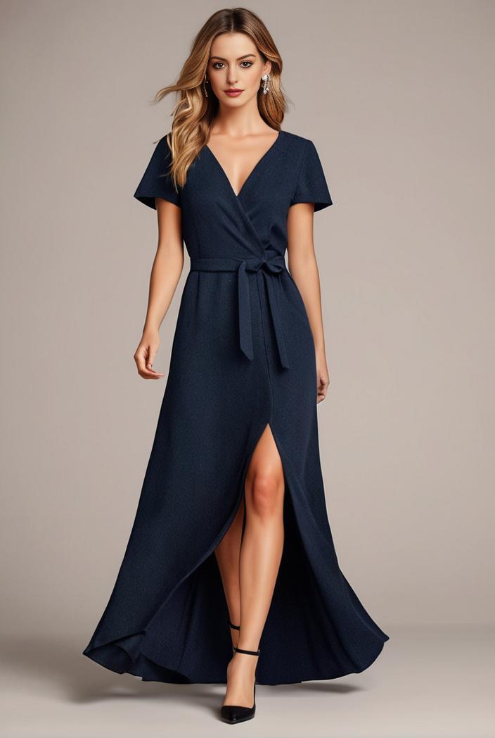 glitter high low front side slit ruffled v neck evening dress 126988