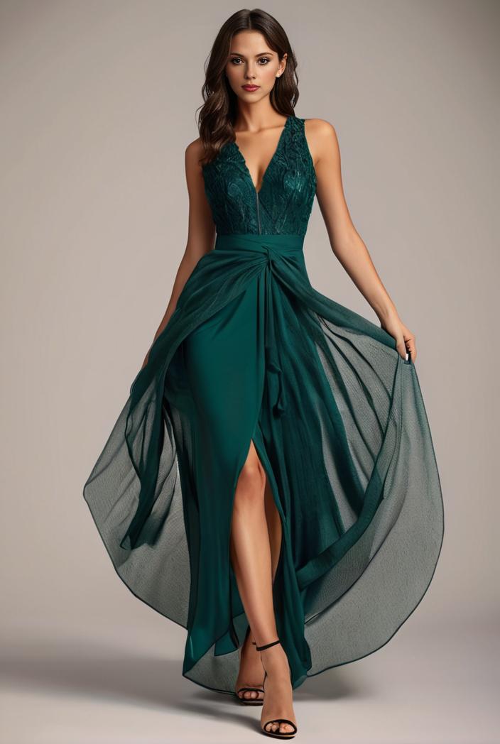 sequin bodice tulle high low evening dress with ribbon waist 107460