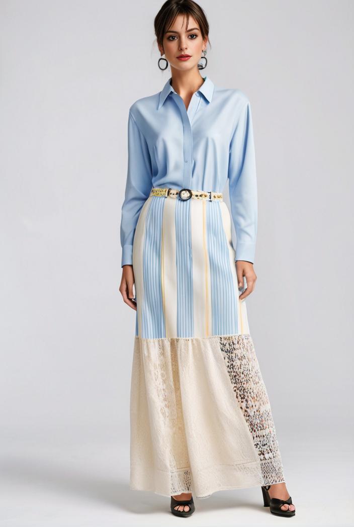 pleated high waist commuting temperament maxi dress 129012