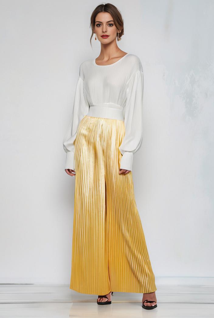 pleated high waist commuting temperament maxi dress 129018