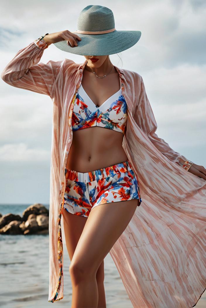 3 pieces sexy print bikini women high waist swimsuit cover up swimwear female lady bathing suit swimming summer beachwear 133895