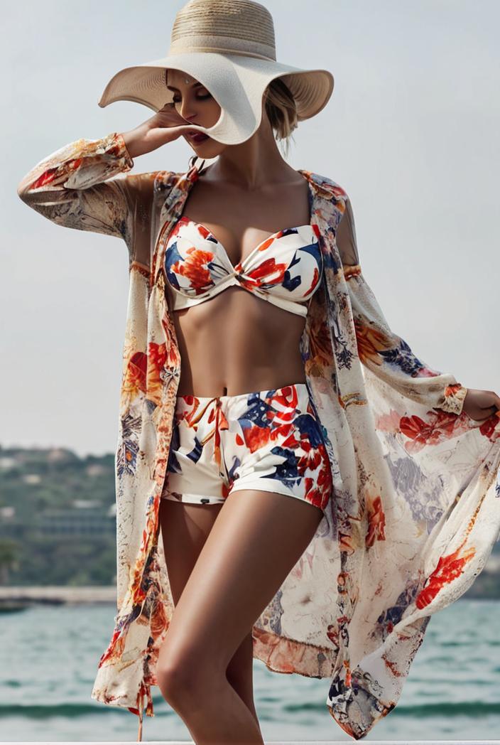 3 pieces sexy print bikini women high waist swimsuit cover up swimwear female lady bathing suit swimming summer beachwear 133902