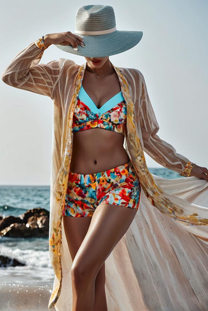 3 pieces sexy print bikini women high waist swimsuit cover up swimwear female lady bathing suit swimming summer beachwear 133903