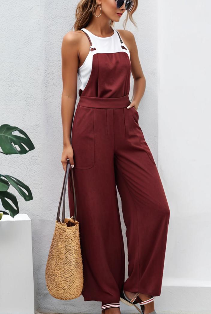 boho sleeveless long jumpsuit with pockets women s casual baggy overall 135938