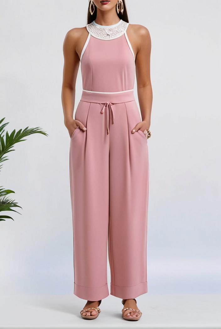 boho sleeveless long jumpsuit with pockets women s casual baggy overall 135964