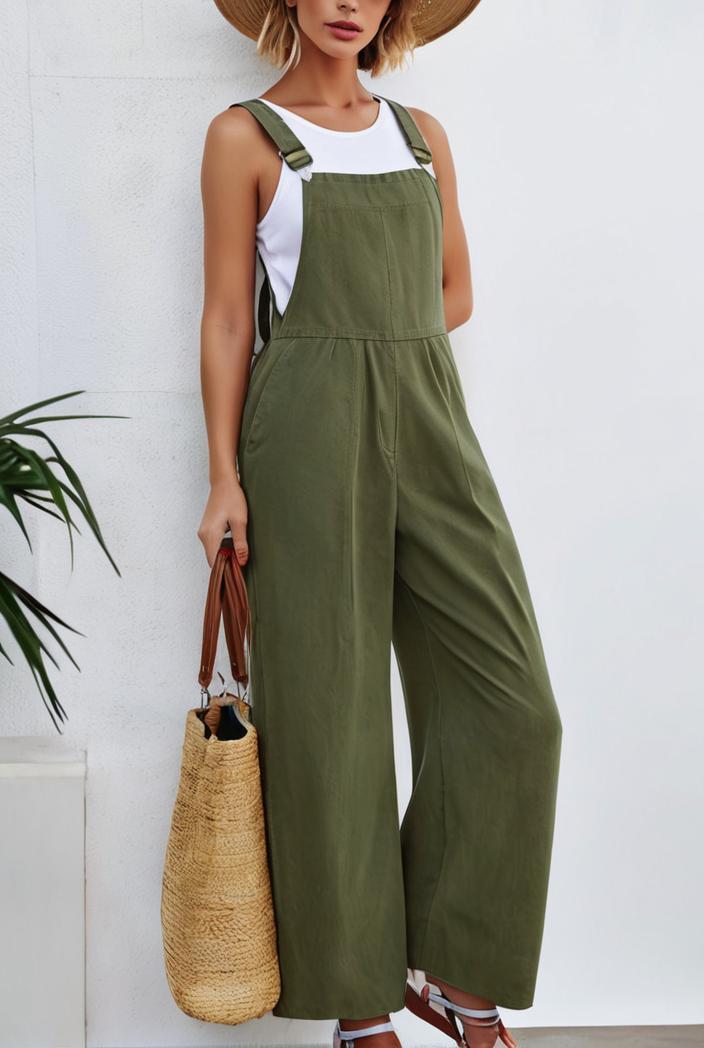 boho sleeveless long jumpsuit with pockets women s casual baggy overall 135983