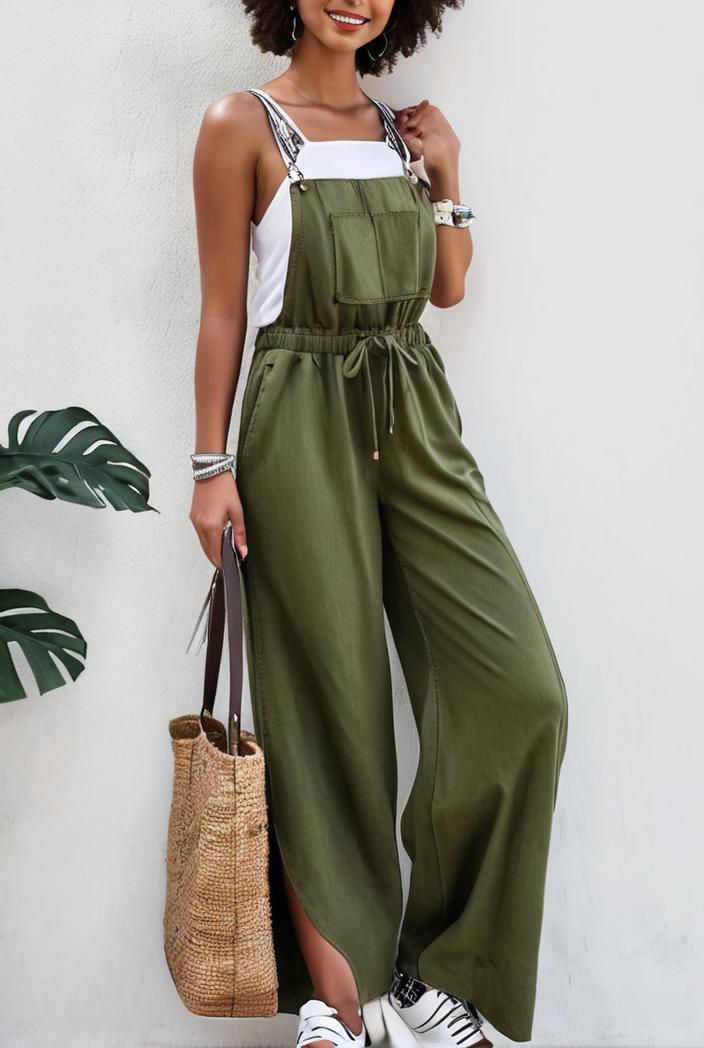 boho sleeveless long jumpsuit with pockets women s casual baggy overall 135984