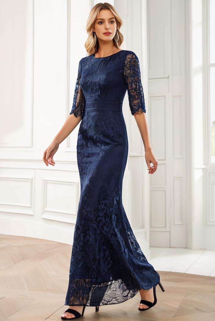 3 4 sleeve bodycon plunging back sequin evening dress 140545