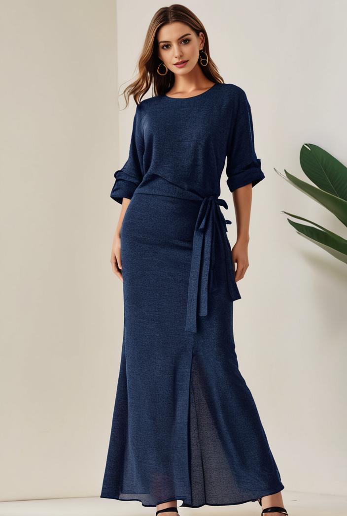 3 4 sleeve bodycon plunging back sequin evening dress 140554