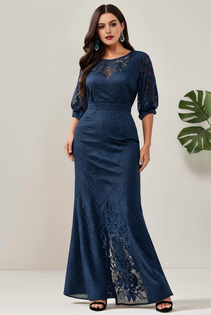 3 4 sleeve bodycon plunging back sequin evening dress 140557