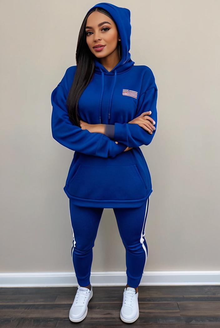 casual drawstring pants and hoodie combo set for women 137528