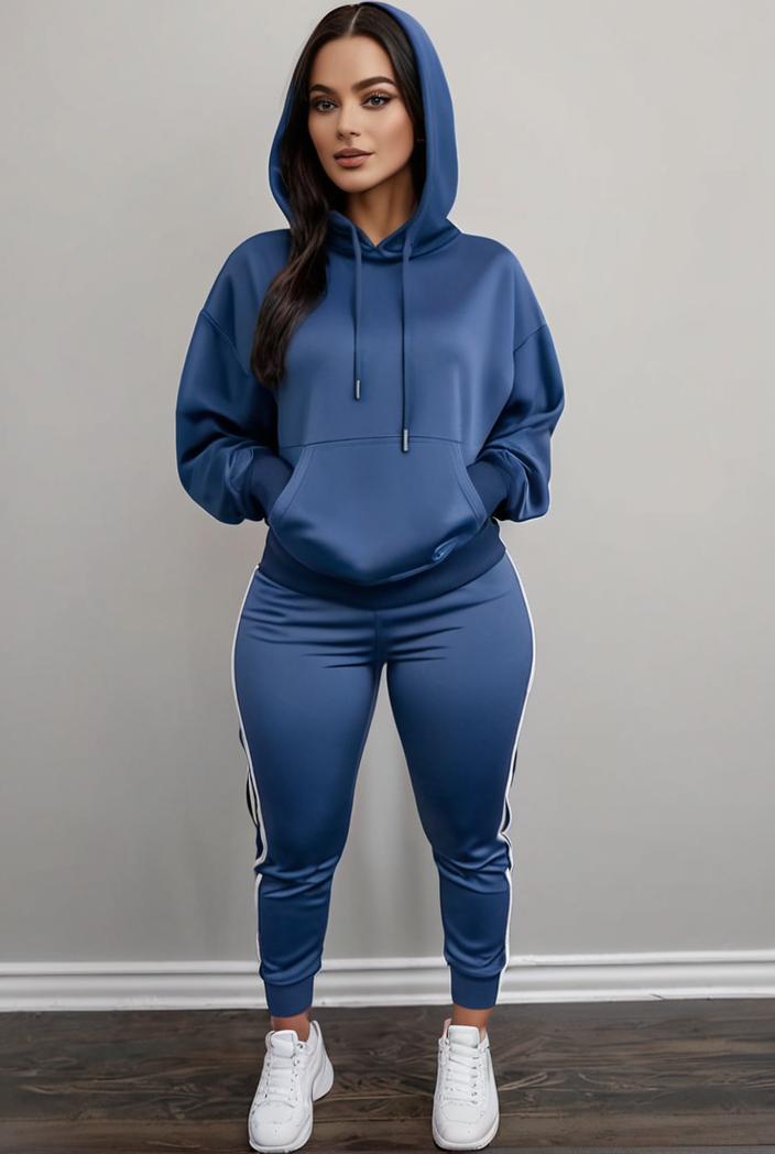 casual drawstring pants and hoodie combo set for women 137534