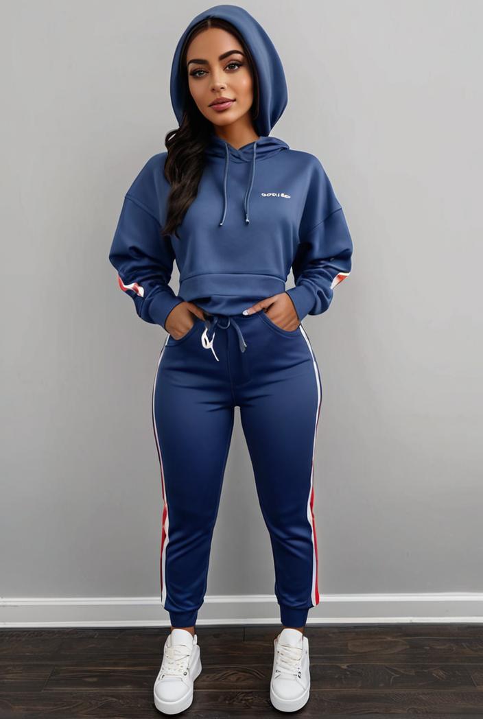 casual drawstring pants and hoodie combo set for women 137538
