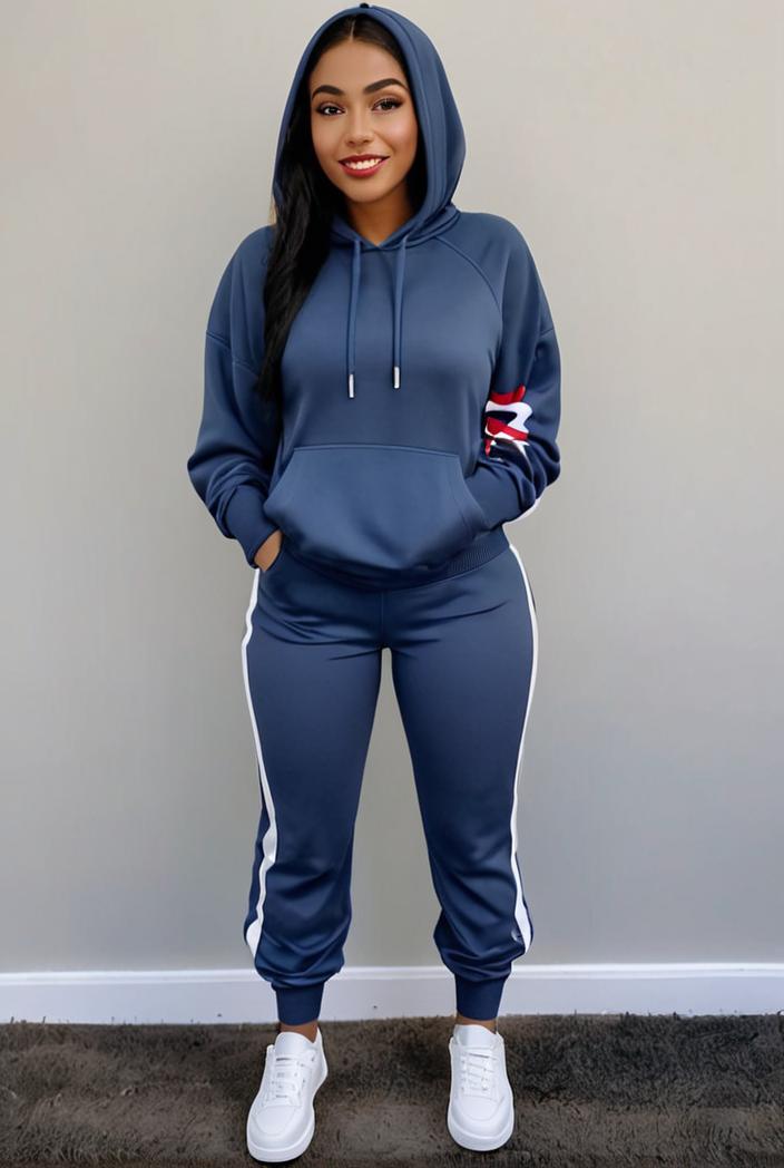 casual drawstring pants and hoodie combo set for women 137540
