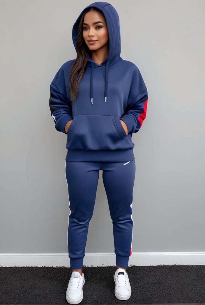 casual drawstring pants and hoodie combo set for women 137541