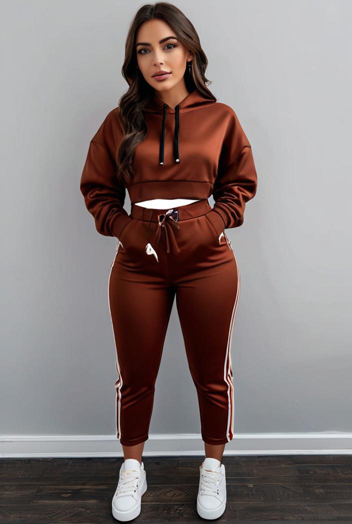 casual drawstring pants and hoodie combo set for women 137554