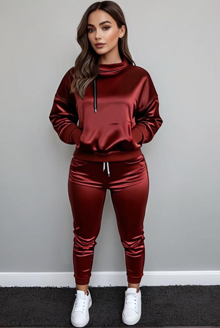 casual drawstring pants and hoodie combo set for women 137557