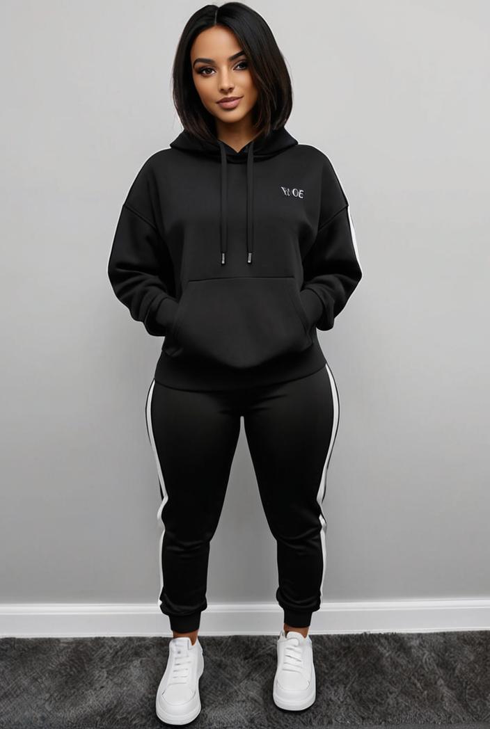casual drawstring pants and hoodie combo set for women 137561