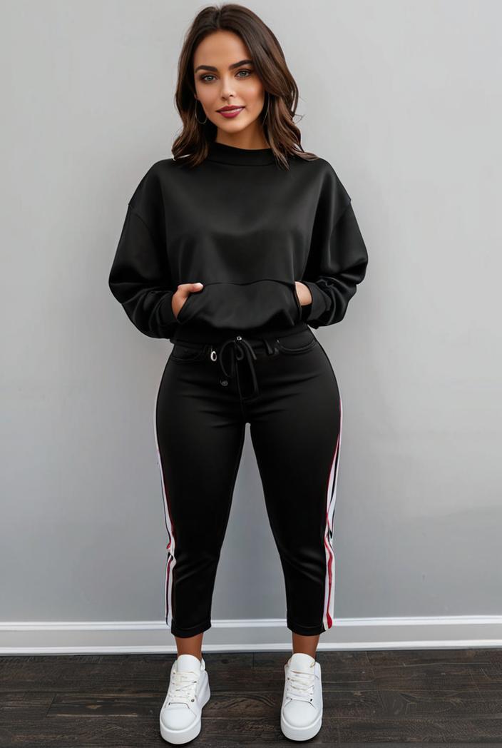 casual drawstring pants and hoodie combo set for women 137562
