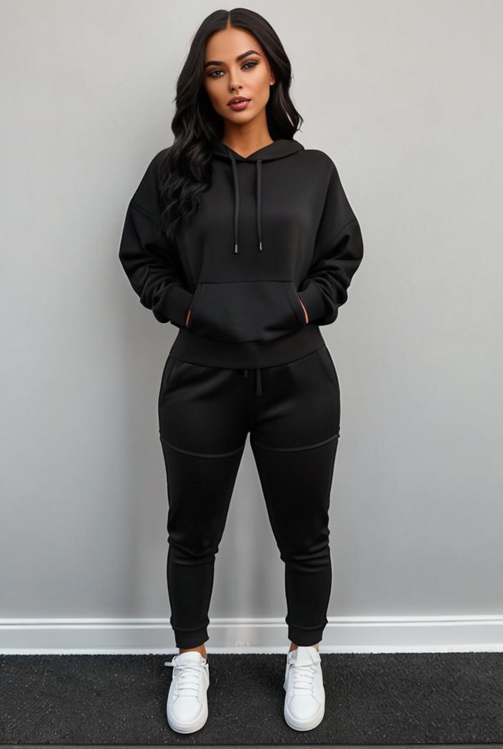 casual drawstring pants and hoodie combo set for women 137563