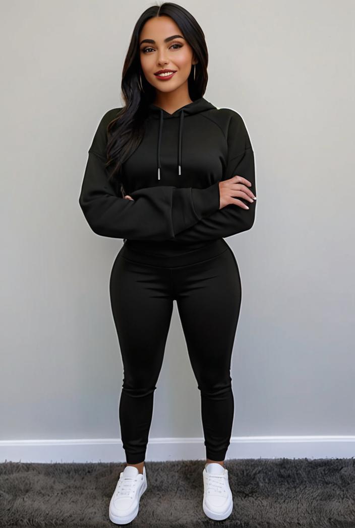 casual drawstring pants and hoodie combo set for women 137564