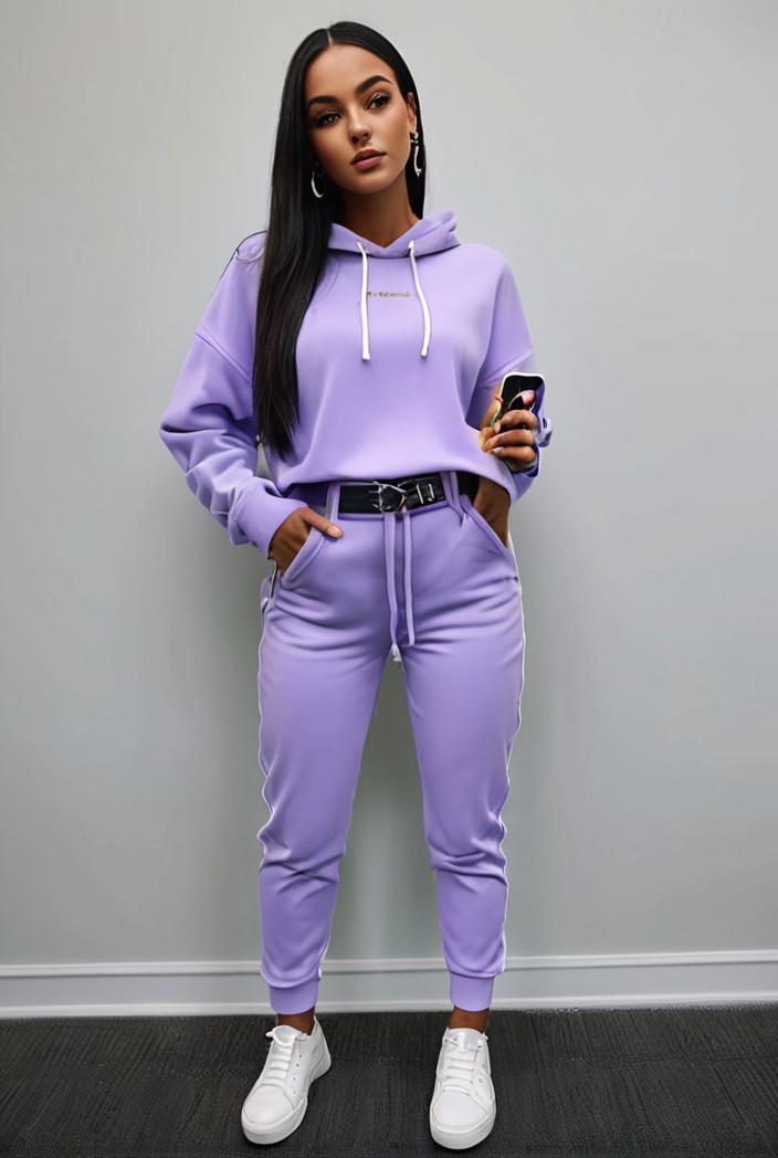 casual drawstring pants and hoodie combo set for women 137567