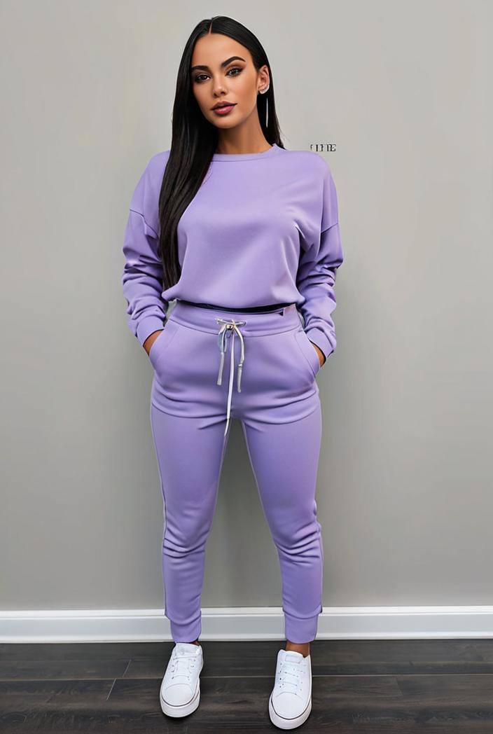 casual drawstring pants and hoodie combo set for women 137568
