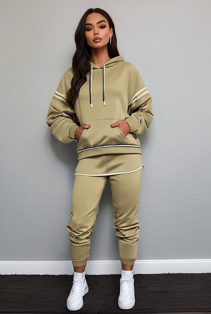 casual drawstring pants and hoodie combo set for women 137581