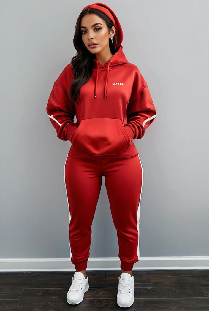 casual drawstring pants and hoodie combo set for women 137586