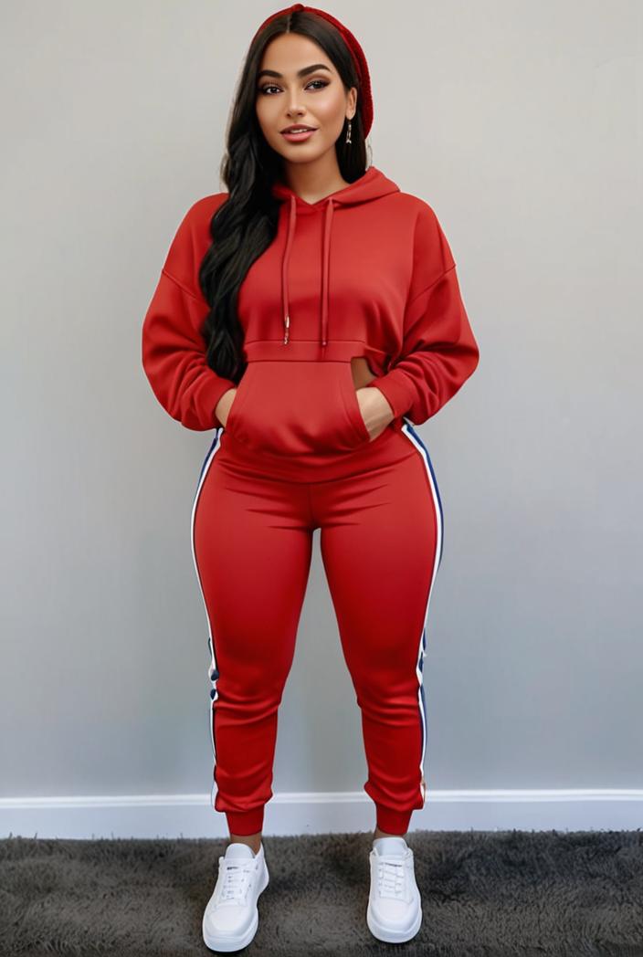 casual drawstring pants and hoodie combo set for women 137588