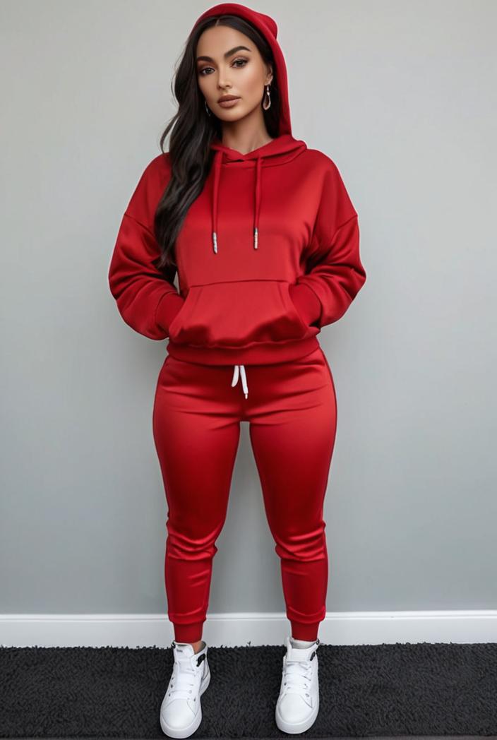 casual drawstring pants and hoodie combo set for women 137589