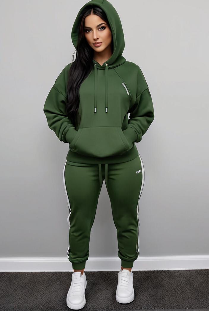 casual drawstring pants and hoodie combo set for women 137593