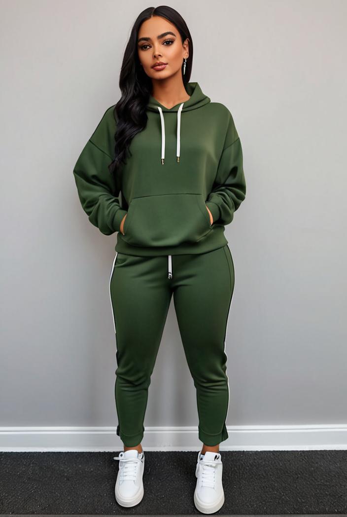 casual drawstring pants and hoodie combo set for women 137595