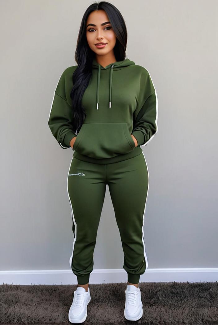 casual drawstring pants and hoodie combo set for women 137596