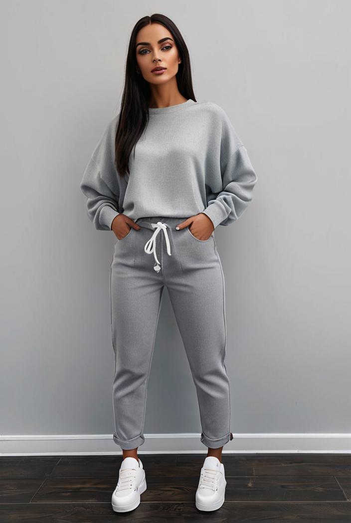 casual drawstring pants and hoodie combo set for women 137602