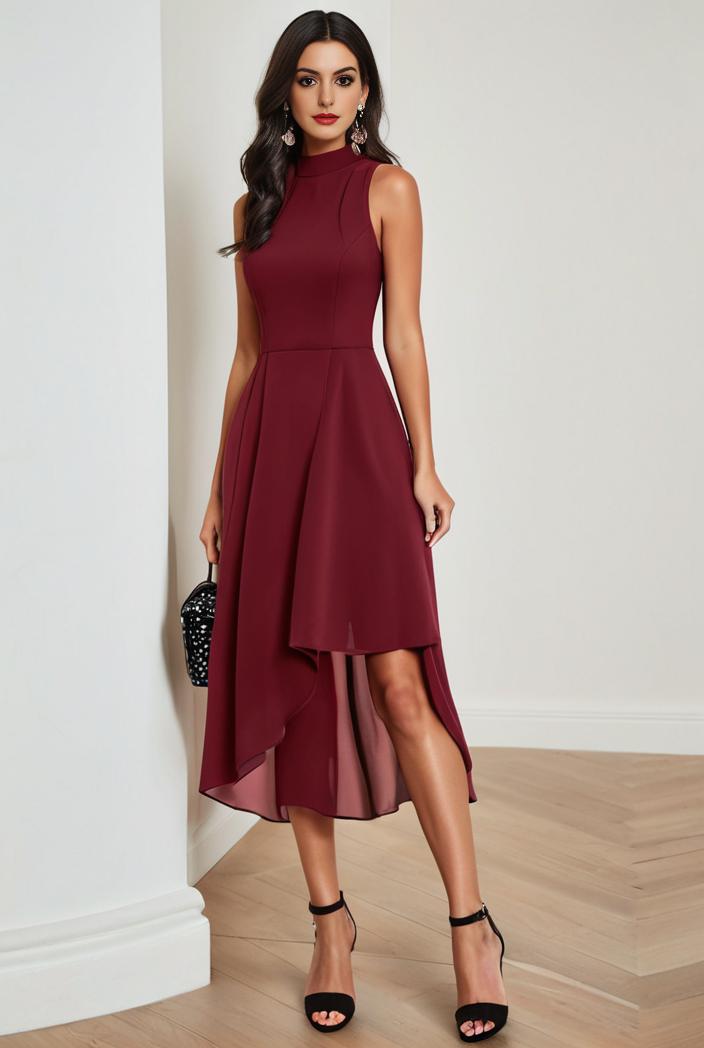 deep v neck lace chiffon bridesmaid dress with asymmetrical hem 101693