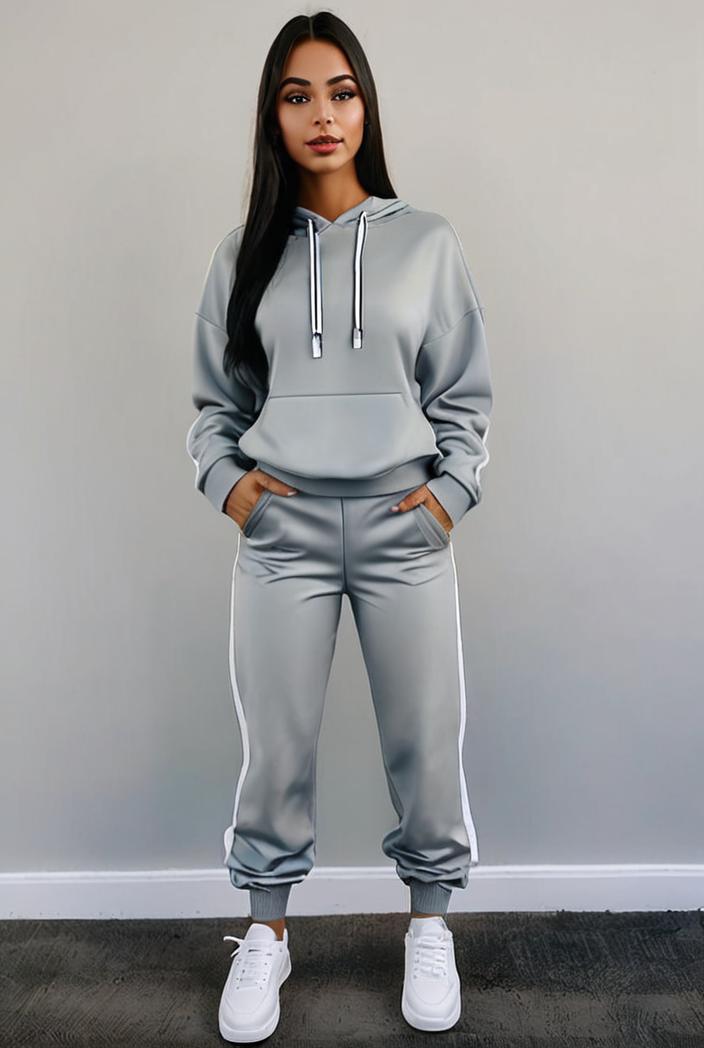 casual drawstring pants and hoodie combo set for women 137604