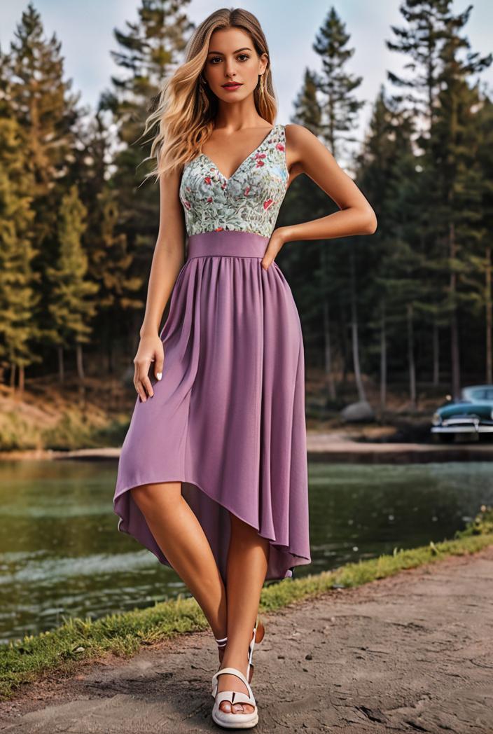 deep v neck lace chiffon bridesmaid dress with asymmetrical hem 101751