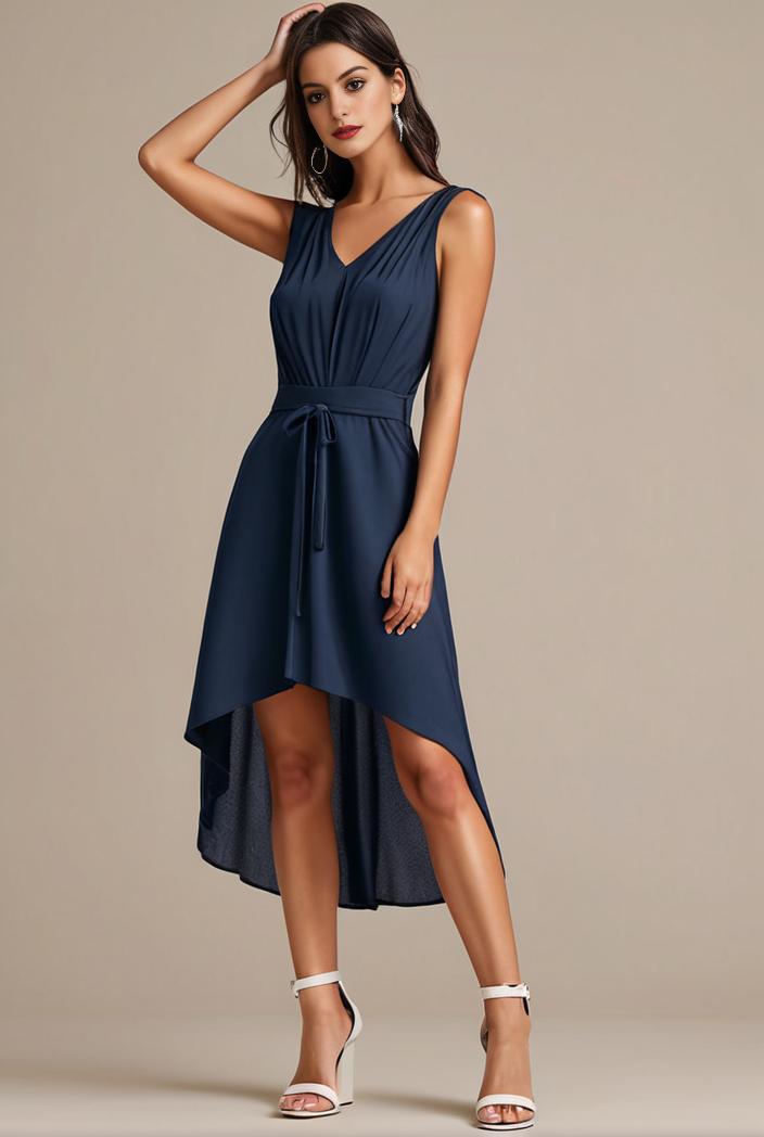 deep v neck lace chiffon bridesmaid dress with asymmetrical hem 101814