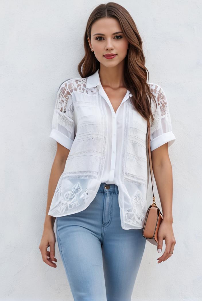 v neck thin loose plaid short sleeved blouse 121536