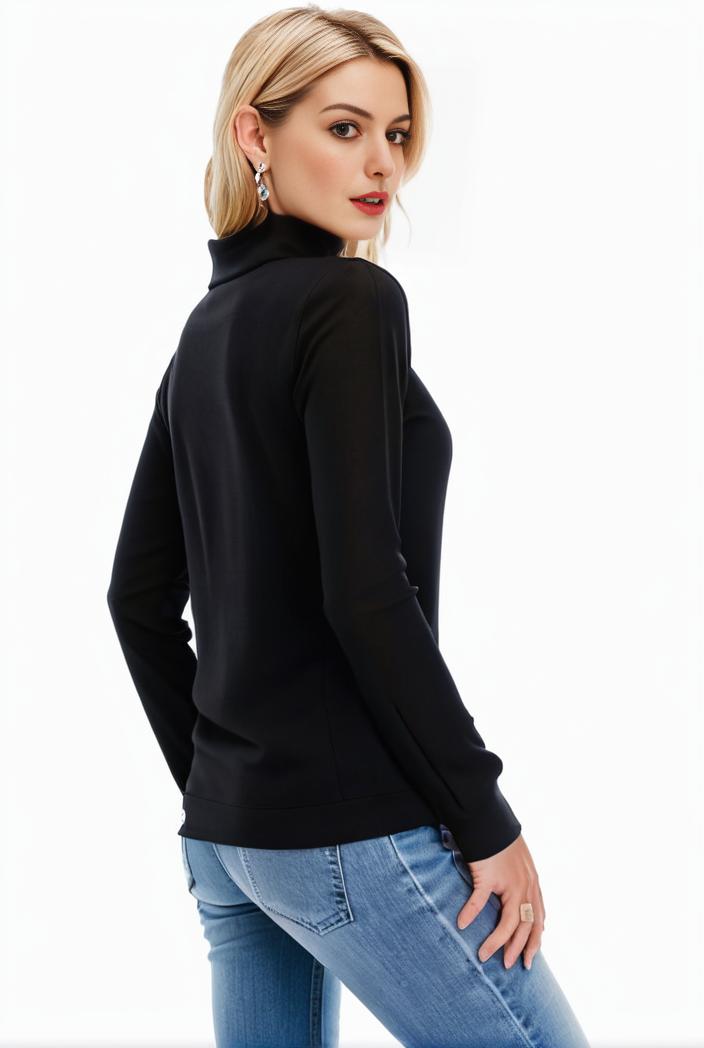 3 sets of turtleneck tees comfy long sleeve shirt perfect for spring autumn women s apparel 138304