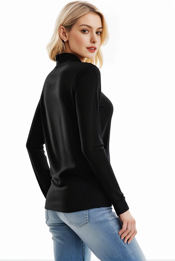 3 sets of turtleneck tees comfy long sleeve shirt perfect for spring autumn women s apparel 138305