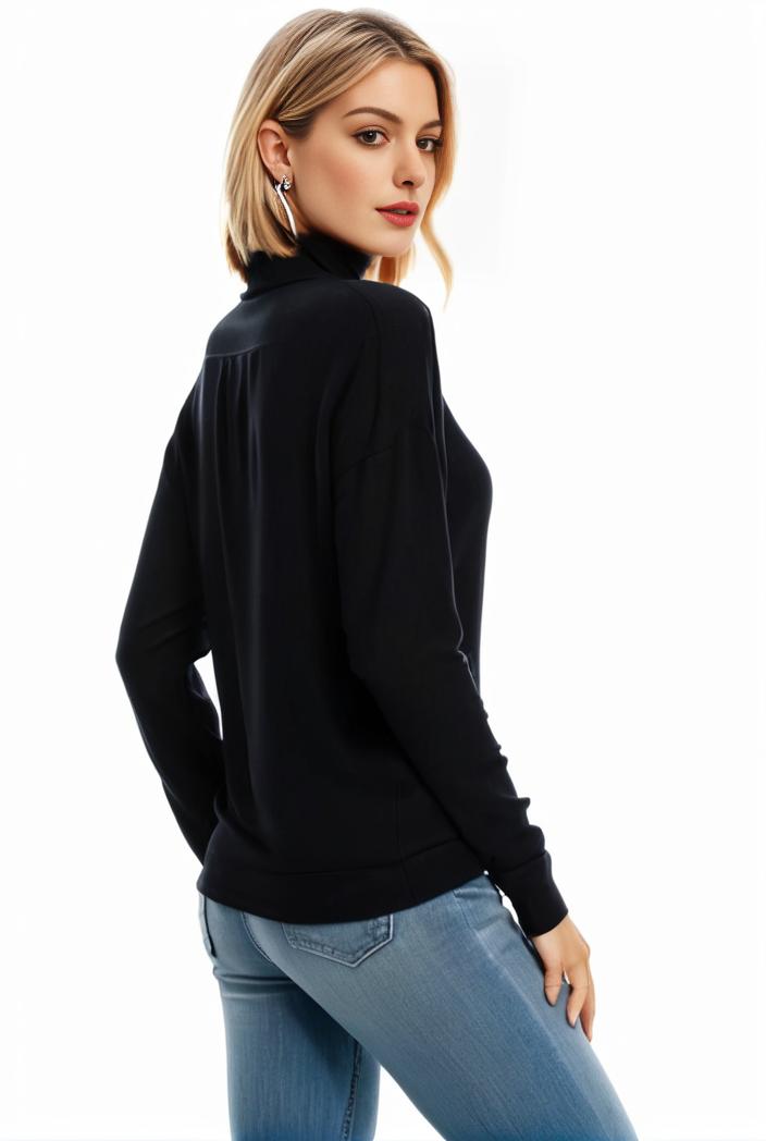 3 sets of turtleneck tees comfy long sleeve shirt perfect for spring autumn women s apparel 138308