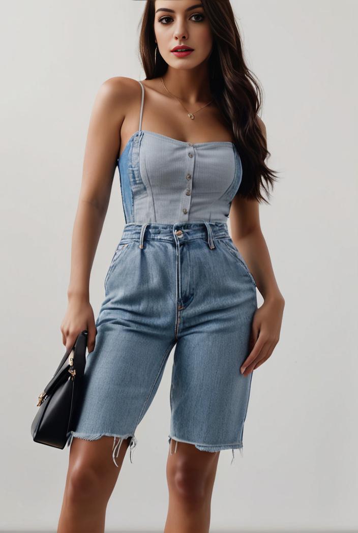 blue denim jumpsuit with distressed ripped details for women 139127
