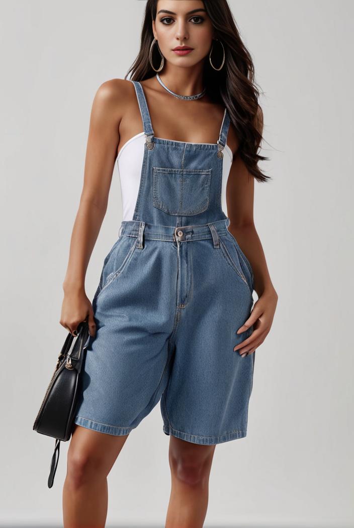blue denim jumpsuit with distressed ripped details for women 139128