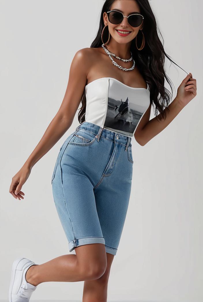 blue denim jumpsuit with distressed ripped details for women 139136