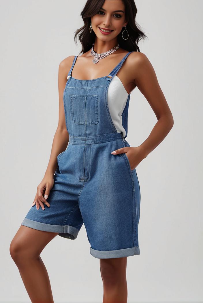 blue denim jumpsuit with distressed ripped details for women 139147