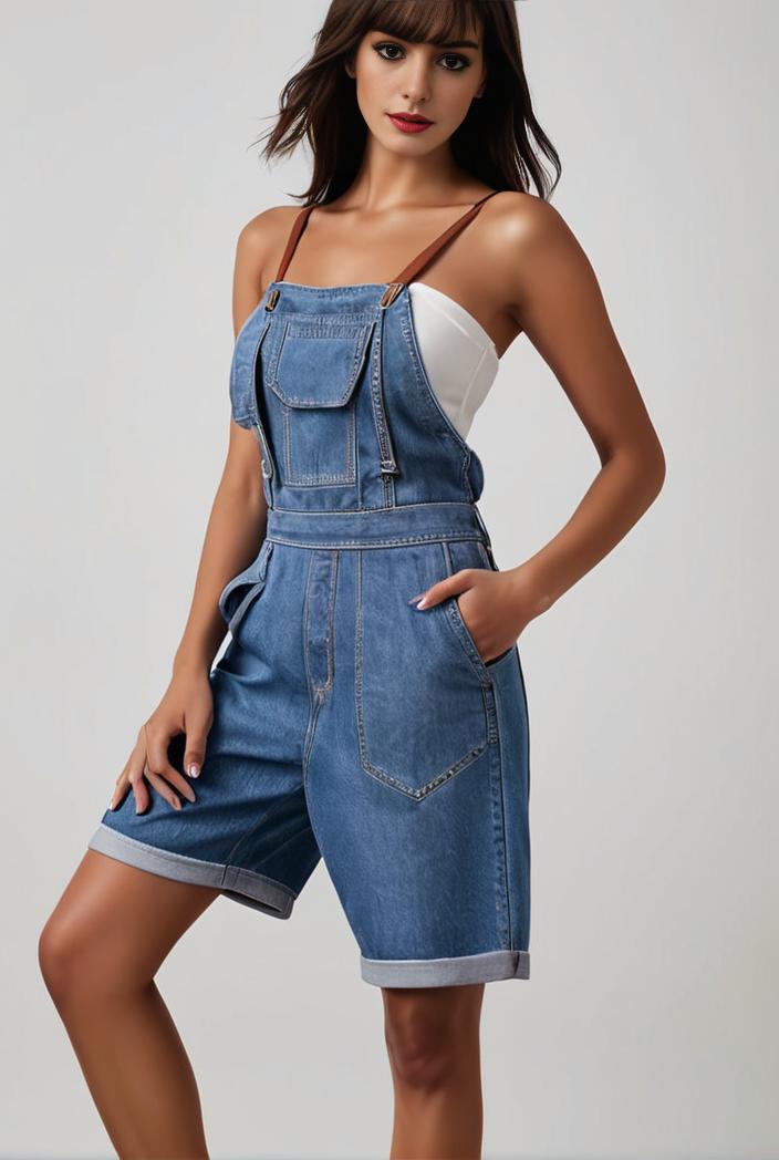 blue denim jumpsuit with distressed ripped details for women 139148