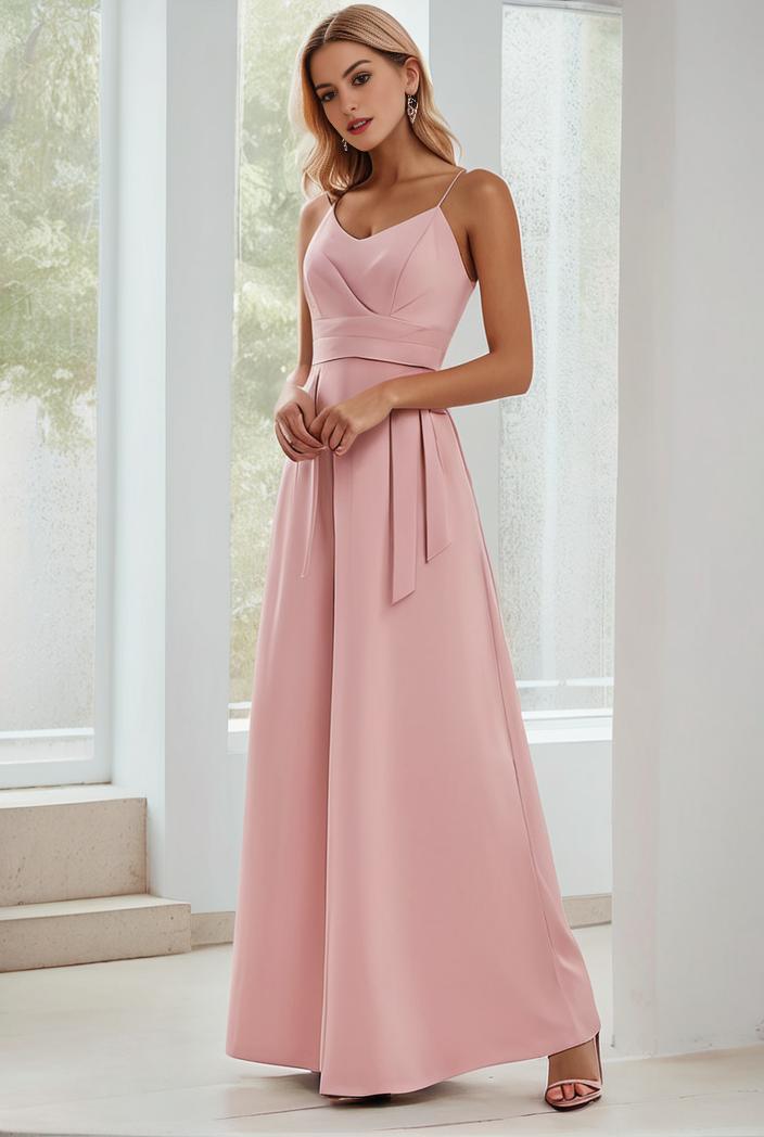 flowy chiffon one shoulder with three straps bridesmaid dress 105479