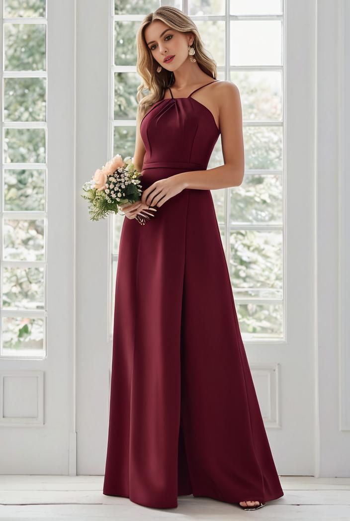 flowy chiffon one shoulder with three straps bridesmaid dress 105489